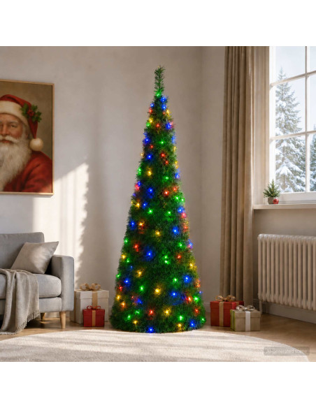 Albero di Natale LED pop-up 180 cm 150 LED PVC Verde