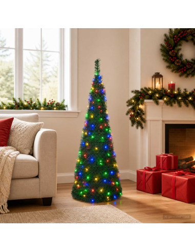 Albero di Natale LED pop-up 120 cm 50 LED PVC Verde