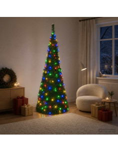 Albero di Natale LED pop-up 210 cm 200 LED PVC Verde