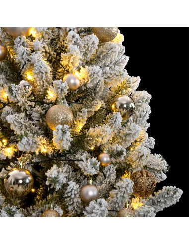 Albero Natale Incernierato con 300 LED e Palline 210 cm