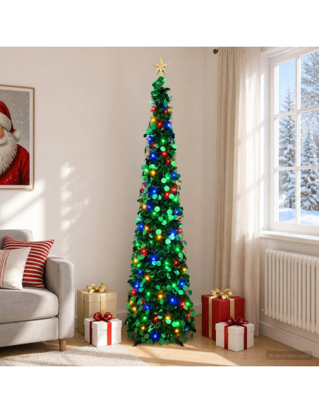 Albero di Natale LED pop-up con stella 180 cm 100 LED PET Verde