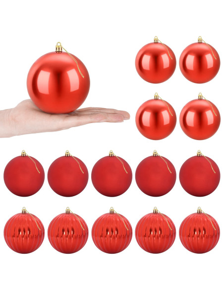 Set di palline di Natale XL 15 pz Rosso Diam. 10 cm Plastica
