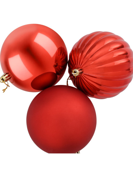 Set di palline di Natale XL 15 pz Rosso Diam. 10 cm Plastica