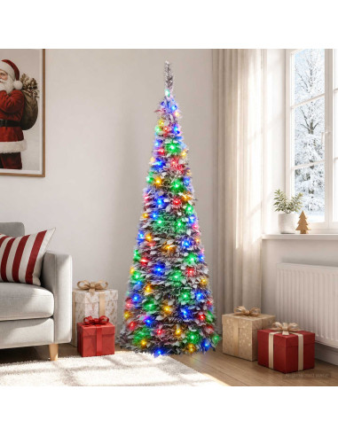 Albero di Natale LED pop-up 180 cm 150 LED PVC Verde e bianco