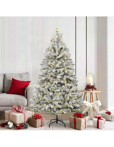 Albero di Natale artificiale con 300 LED Verde e Bianco 180 cm