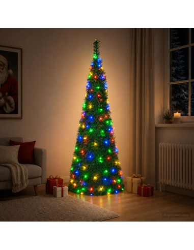 Albero di Natale LED pop-up 180 cm 150 LED PVC Verde