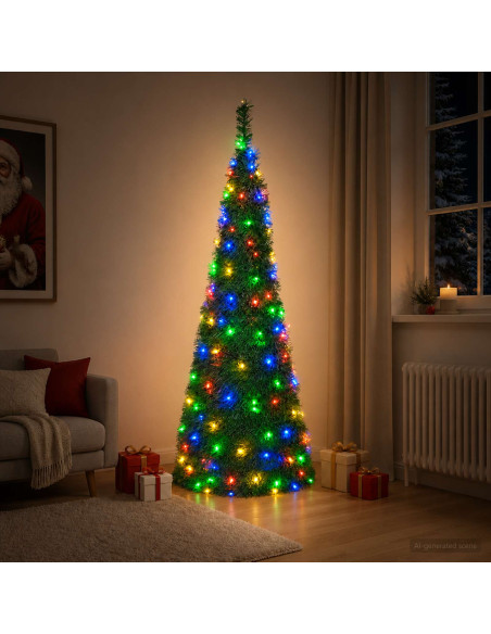 Albero di Natale LED pop-up 180 cm 150 LED PVC Verde