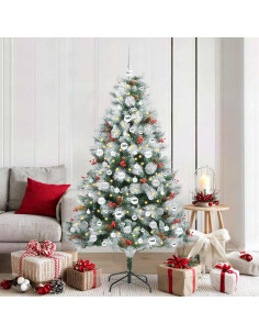 Albero di Natale artificiale Verde e bianco 180 cm