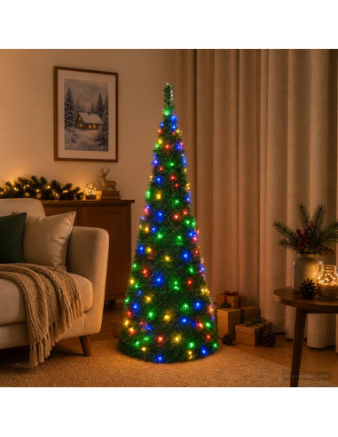 Albero di Natale LED pop-up 120 cm 50 LED PVC Verde