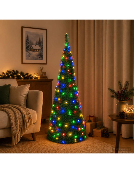 Albero di Natale LED pop-up 120 cm 50 LED PVC Verde