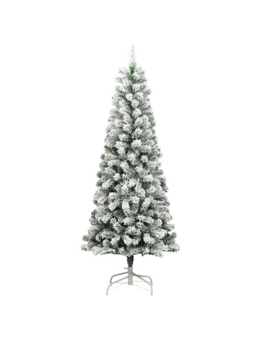 Albero di Natale Artificiale con Rami Pieghevoli Verde e Bianco