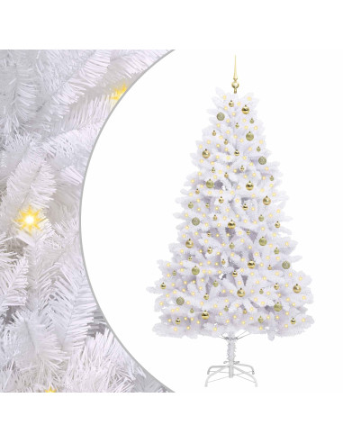 Albero di Natale Artificiale con Rami Pieghevoli Bianco 210 cm