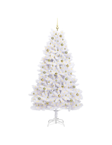 Albero di Natale Artificiale con Rami Pieghevoli Bianco 210 cm