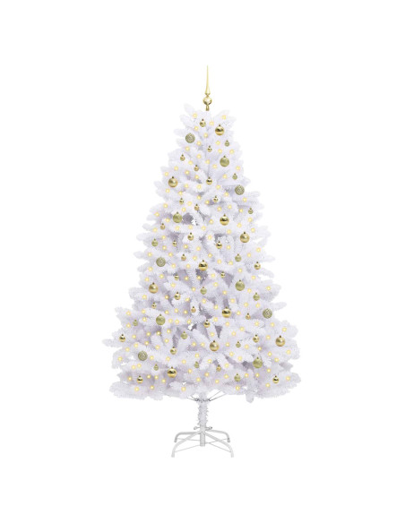 Albero di Natale Artificiale con Rami Pieghevoli Bianco 210 cm