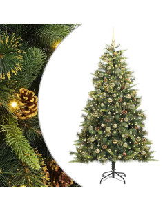 Albero di Natale artificiale pieghevole con coni Verde 180 cm 2