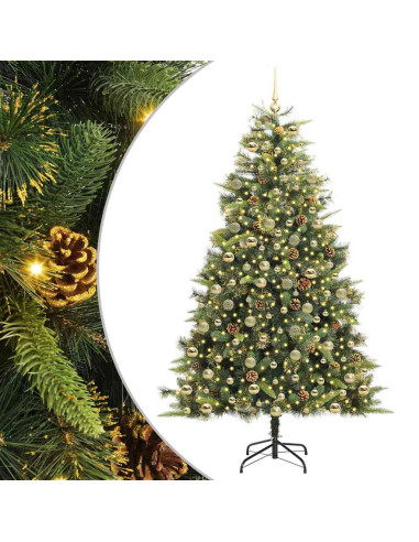 Albero di Natale artificiale pieghevole con coni Verde 210 cm