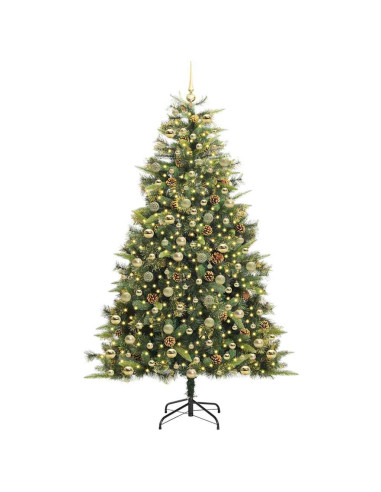 Albero di Natale artificiale pieghevole con coni Verde 210 cm