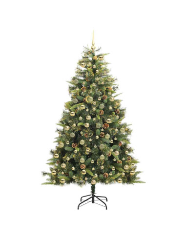 Albero di Natale artificiale pieghevole con coni Verde 210 cm