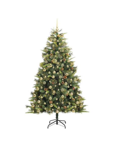 Albero di Natale artificiale pieghevole con coni Verde 210 cm