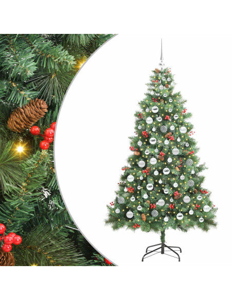 Albero di Natale artificiale 300 LED Bianco caldo PVC e Metallo