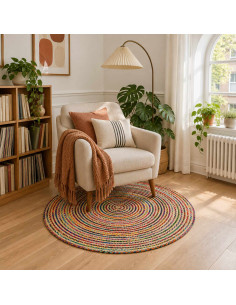 Tappeto da Area Multicolore Ø 90 cm Juta