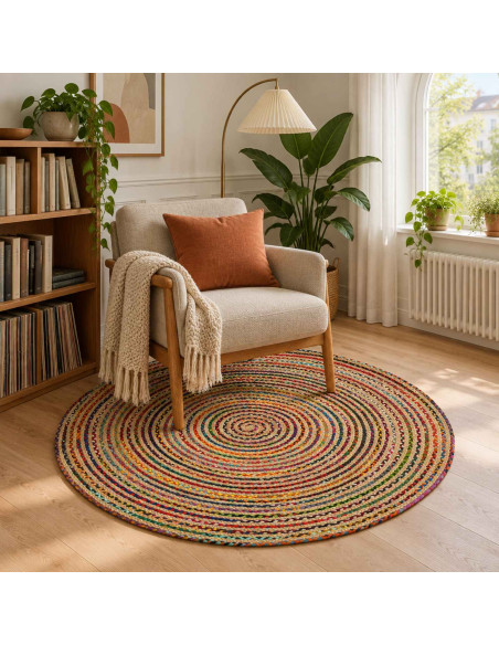 Tappeto da Area Multicolore Ø 120 cm Juta