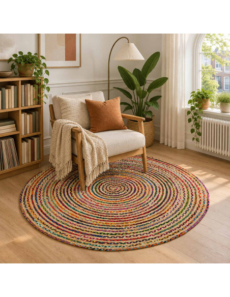 Tappeto da Area Multicolore Ø 150 cm Juta