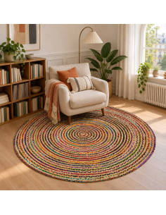 Tappeto da Area Multicolore Ø 180 cm Juta