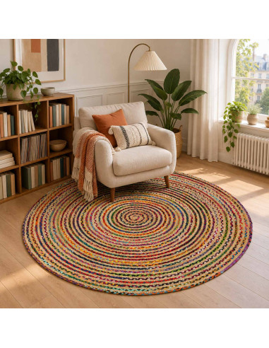 Tappeto da Area Multicolore Ø 180 cm Juta