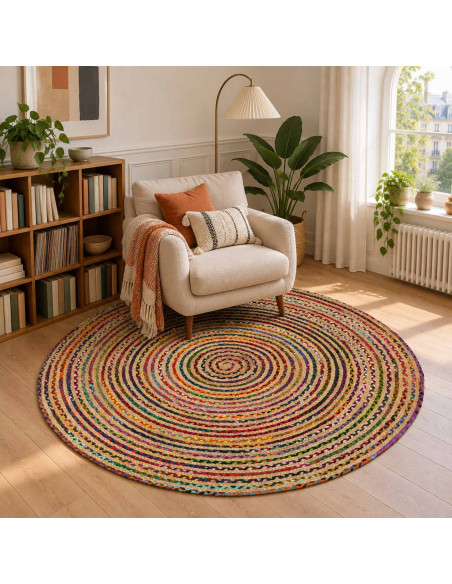 Tappeto da Area Multicolore Ø 180 cm Juta