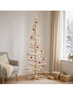 Albero di Natale in legno KOTKA 240 cm Legno Massello di Pino