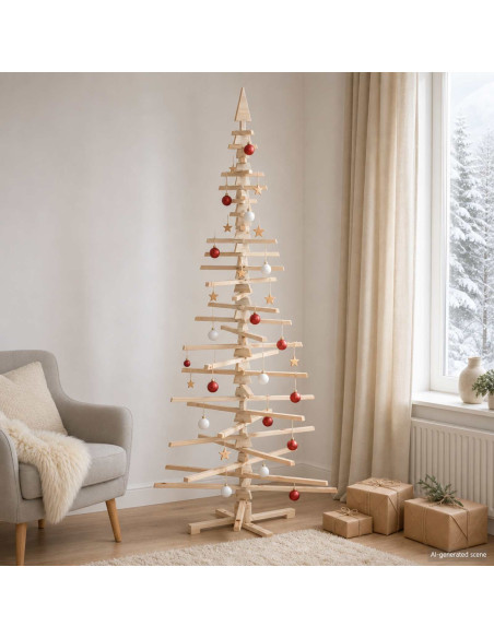 Albero di Natale in legno KOTKA 240 cm Legno Massello di Pino