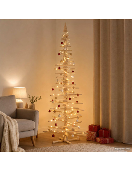 Albero di Natale in legno KOTKA 240 cm Legno Massello di Pino