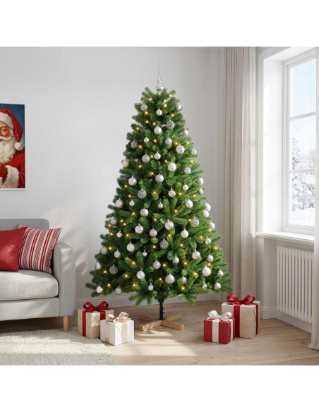 Albero di Natale artificiale con palline 240 cm 300 LED