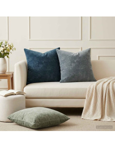Federa 6 pz HEERLEN Blu 50 x 50 cm Tessuto Chenille