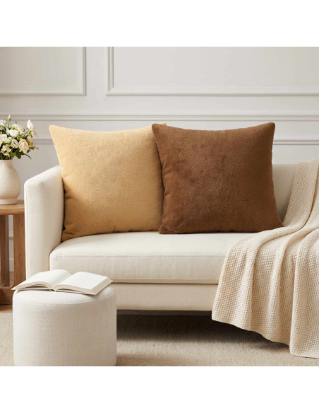 Federa 2 pz HEERLEN Marrone Chiaro 50 x 50 cm Flanella