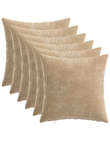 Federa 6 pz HEERLEN Tortora 50 x 50 cm Tessuto Chenille