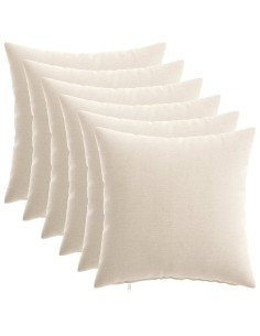 Federa 6 pz HEERLEN Crema 50 x 50 cm Tessuto Chenille 2