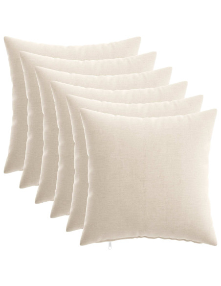 Federa 6 pz HEERLEN Crema 50 x 50 cm Tessuto Chenille