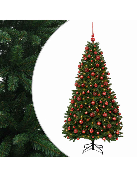 Albero di Natale artificiale verde medio con palline 210 cm