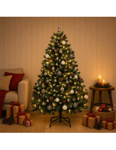 Albero di Natale artificiale verde con palline 180 cm 300 LED