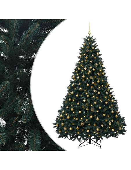 Albero di Natale artificiale verde scuro con palline 270 cm