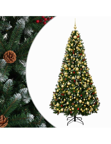 Albero di Natale artificiale verde con palline 240 cm 300 LED