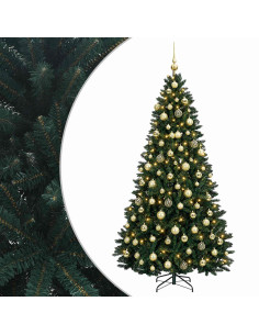 Albero di Natale artificiale verde scuro con palline 210 cm