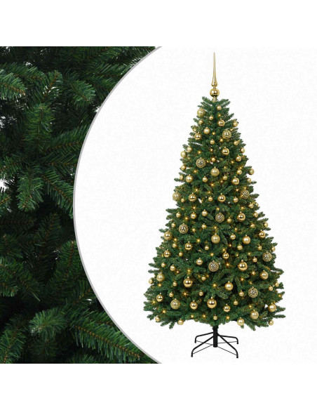 Albero di Natale artificiale verde medio con palline 210 cm