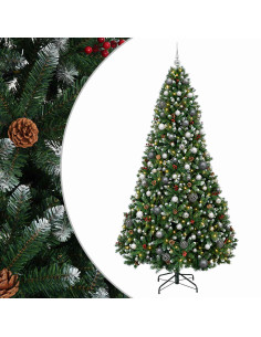 Albero di Natale artificiale verde con palline 210 cm 300 LED