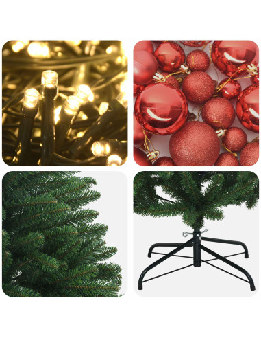 Albero di Natale artificiale verde medio con palline 210 cm