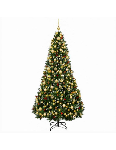 Albero di Natale artificiale verde con palline 240 cm 300 LED