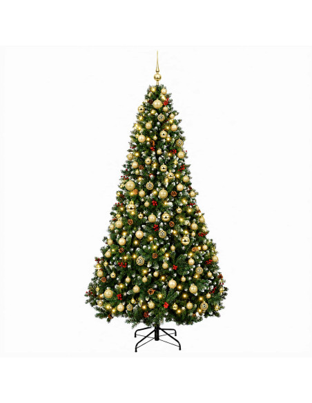 Albero di Natale artificiale verde con palline 240 cm 300 LED