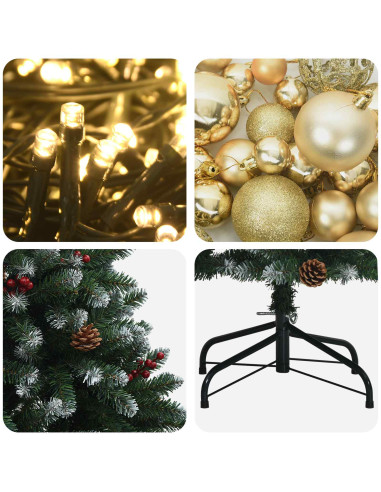 Albero di Natale artificiale verde con palline 240 cm 300 LED